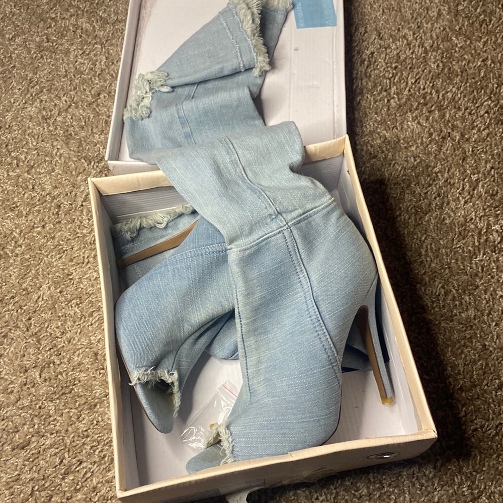 Denim Thigh High Boots